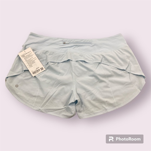 New with tag Lululemon Speed Up Mid-Rise Lined Short 4" Powder Blue, Size 14 - Picture 7 of 7